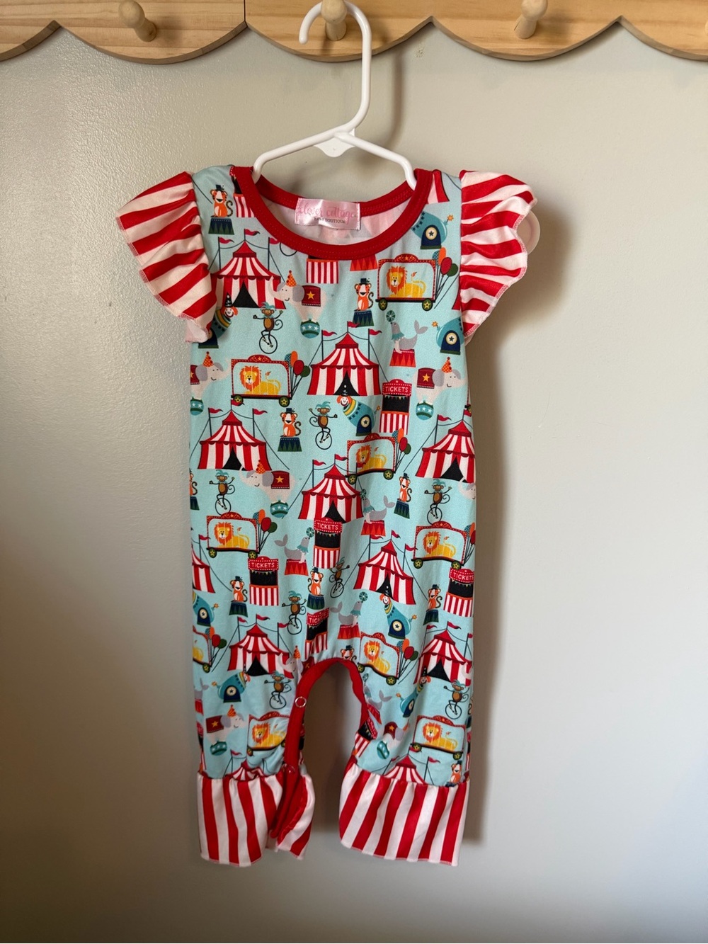 Clover Cottage Girls 6-12M Circus Ruffle Romper One Piece Boutique Baby
